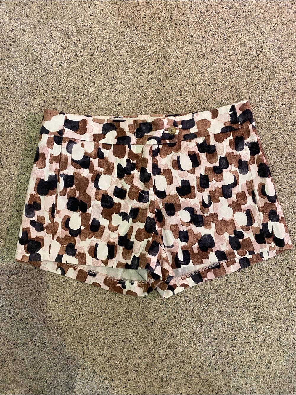 J. Crew Abstract Spot Print Shorts in Brown Black and Cream